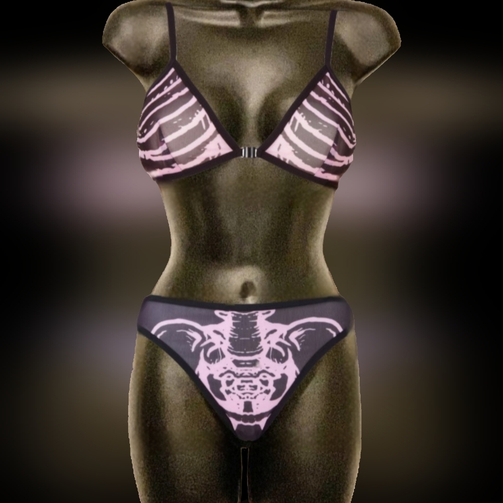 Avril Lavigne X Killstar strummin ribcage pelvis graphic bra panty set 2/3X NWT